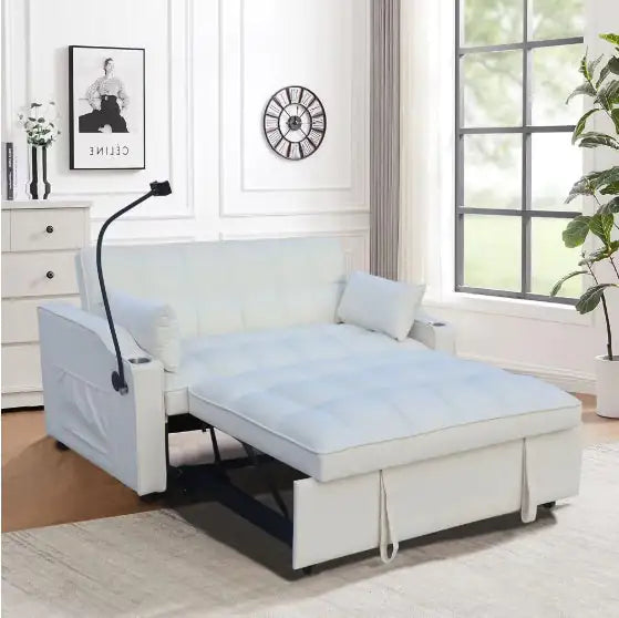 Modern Velvet Double Sofa Bed With Pull-out Bed 3-in-1 Convertible Sofa Bed