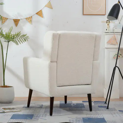 Modern Upholstered Chairs, Teddy Fabric White