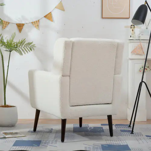 Modern Upholstered Chairs, Teddy Fabric White