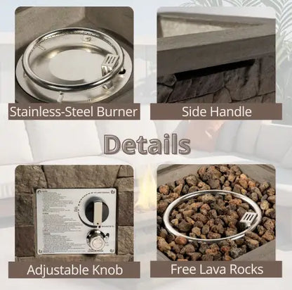 Outdoor Propane Fire Pit Table 28-inch Imitation