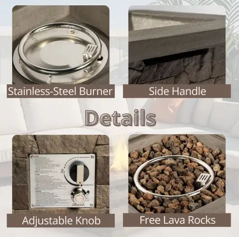 Outdoor Propane Fire Pit Table 28-inch Imitation