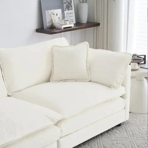 Chenille Two-Seater Sofa With 1 Footrest