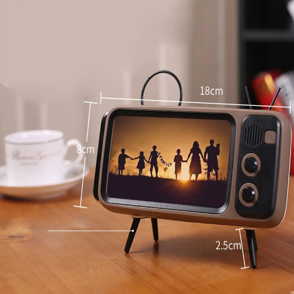 Retro TV Style Phone Stand With Bluetooth Speaker Amplifier