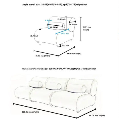 Contemporary Modular Sofa w/ 3 Seat Sectional