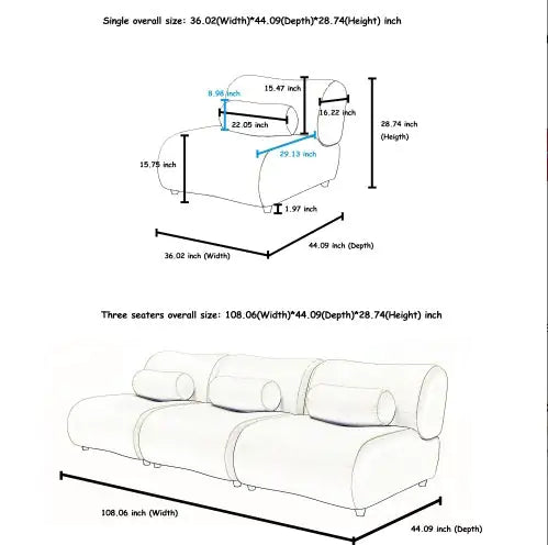 Contemporary Modular Sofa w/ 3 Seat Sectional