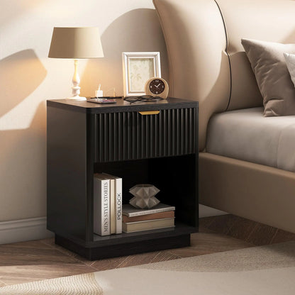 Nasonet Fluted Nightstand With Charging Station