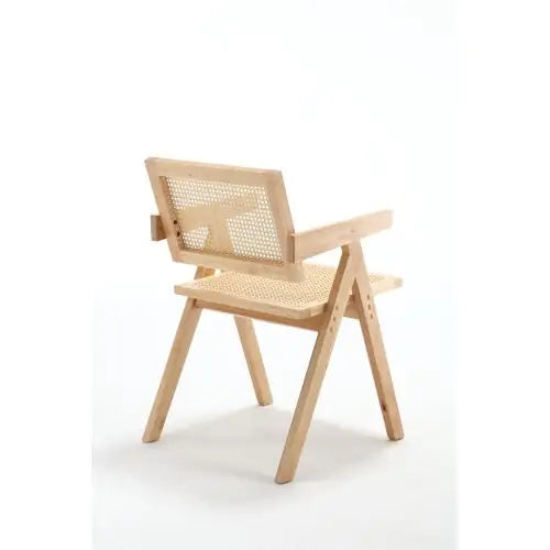 Hengming Cane Solid Wood Dining Chairs, set Of 2