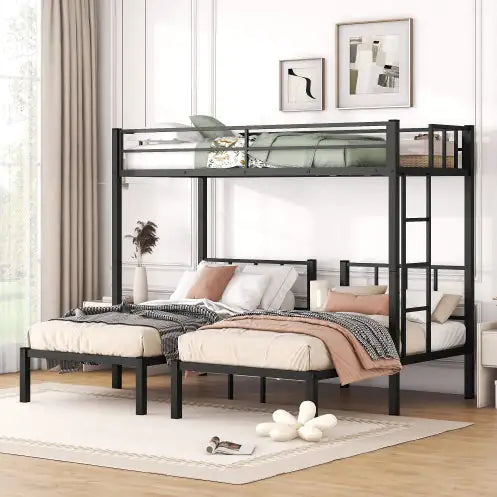 Twin Bunk Beds For 3, Twin XL Over Twin Beds, Metal