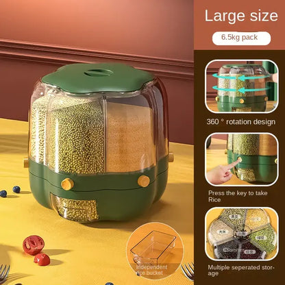 Large 360° Rotating Food Storage Container for Kitchen