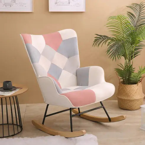Accent Rocking Chair, Mid Century Fabric