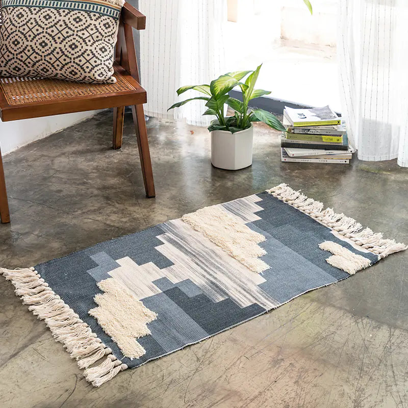 Nordic Vintage Cotton Linen Tufted Area Rug