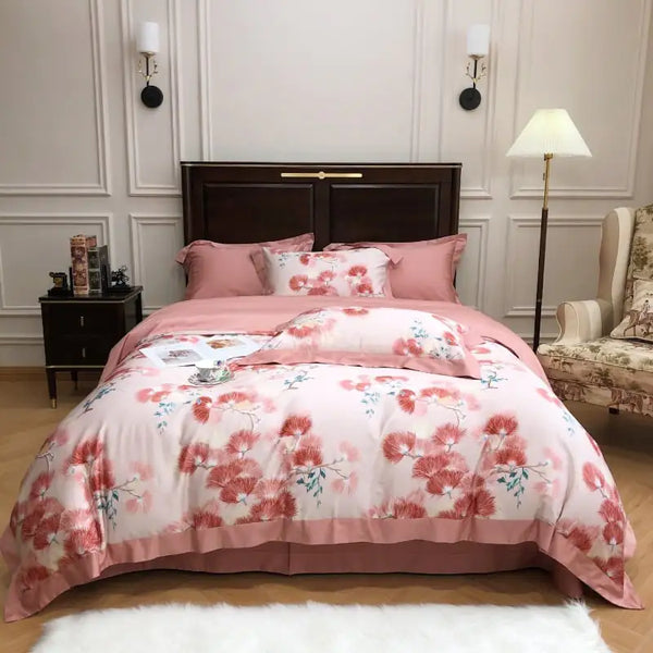 European Style Cotton Digital Printing Four-piece Bed Set Silky And Delicate