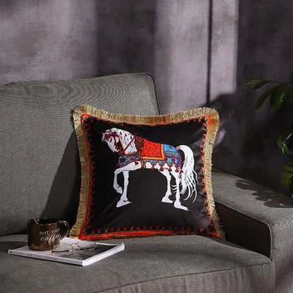 Double-sided Printed Fringe Pillow Sofa Cushion