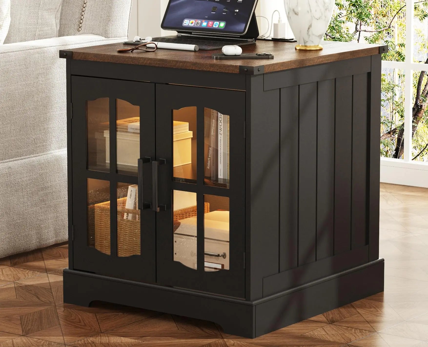 ChooChoo Rustic End Table 24" Large Sofa Side Table.