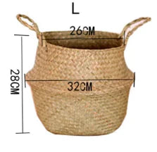 Seagrass Wicker Hanging Basket for Flowers and Storage