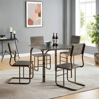 5-Piece Wood Table, 4 Chairs, Modern Dining Table Set