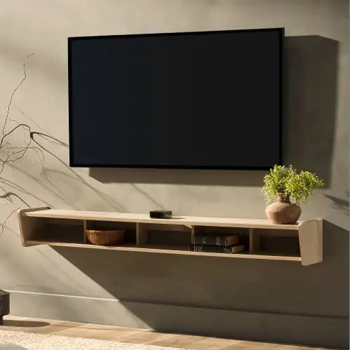 Modern Wall-Mounted Floating TV Stand Coastal Oak