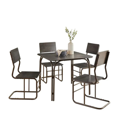 5-Piece Wood Table, 4 Chairs, Modern Dining Table Set