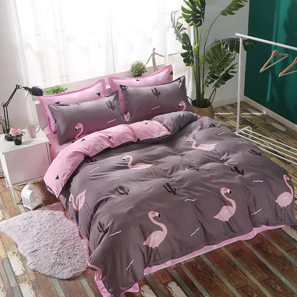 Flamingo Duvet Cover Set - 4-Piece Bedding Collection