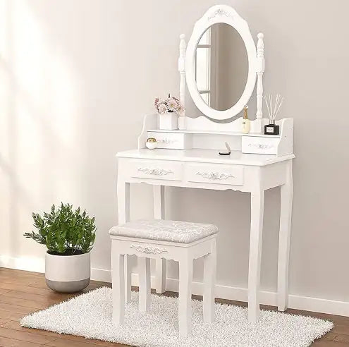 Vanity Table Set With 4 Drawer