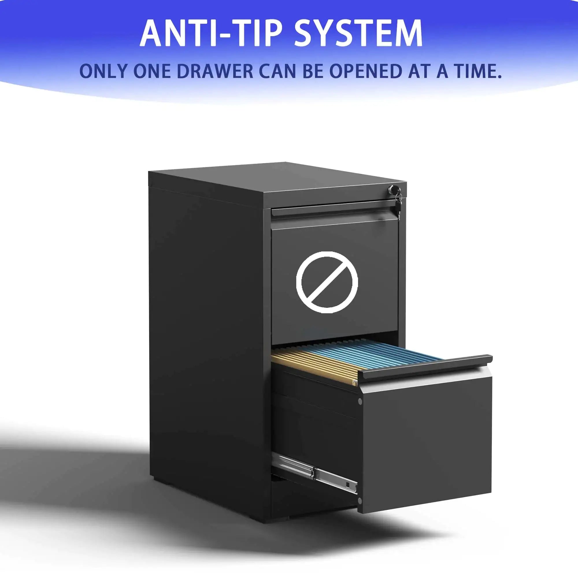 2 Drawer Metal Vertical File Cabinet With Lock