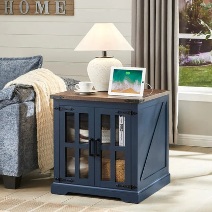 Barnyatoh Farmhouse End Table with Charging Station 24"