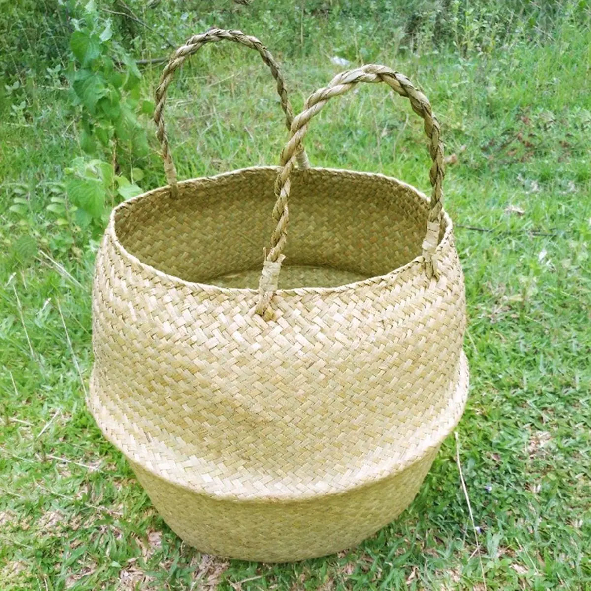 Seagrass Wicker Hanging Basket for Flowers and Storage