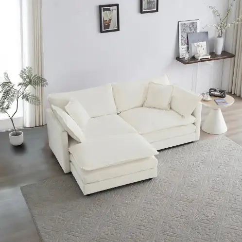 Chenille Two-Seater Sofa With 1 Footrest