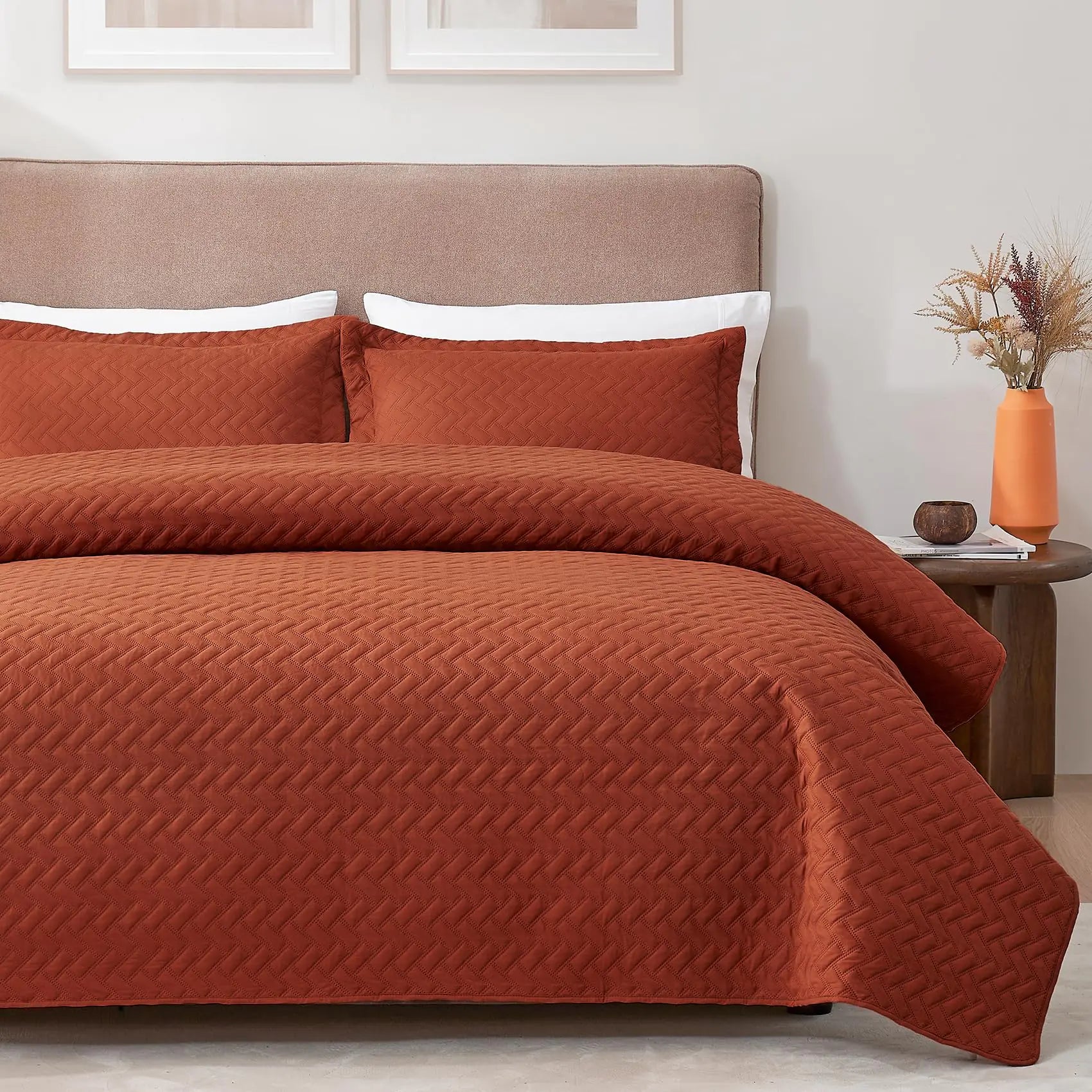 Hansleep Brunt Orange Quilt King Size