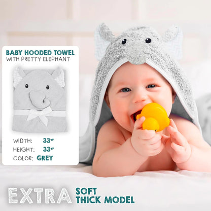 Hooded Baby Towels 33x33 Inch with Elephant Face