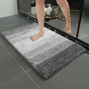 Luxury Microfiber Bath Rug Mat - Soft, Non-Slip, Grey