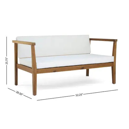 Outdoor 4-Seater Acacia Wood Chat Set With Coffee Table