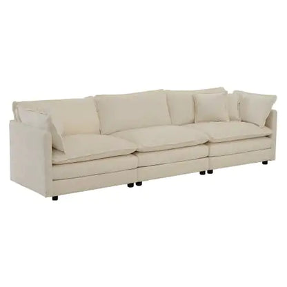 Mid-Century Modern Couch 3-Seater Sofa With Armrest Pillows
