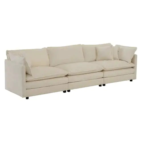 Mid-Century Modern Couch 3-Seater Sofa With Armrest Pillows