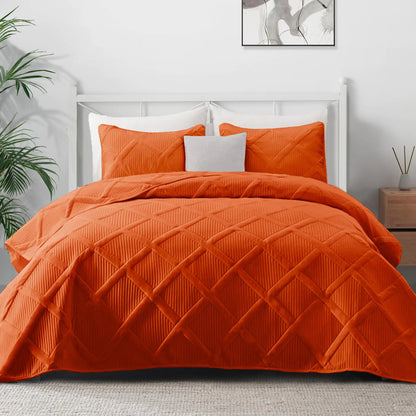 Mezcla Quilt Set Full Queen Size 3 Pieces Burnt Orange