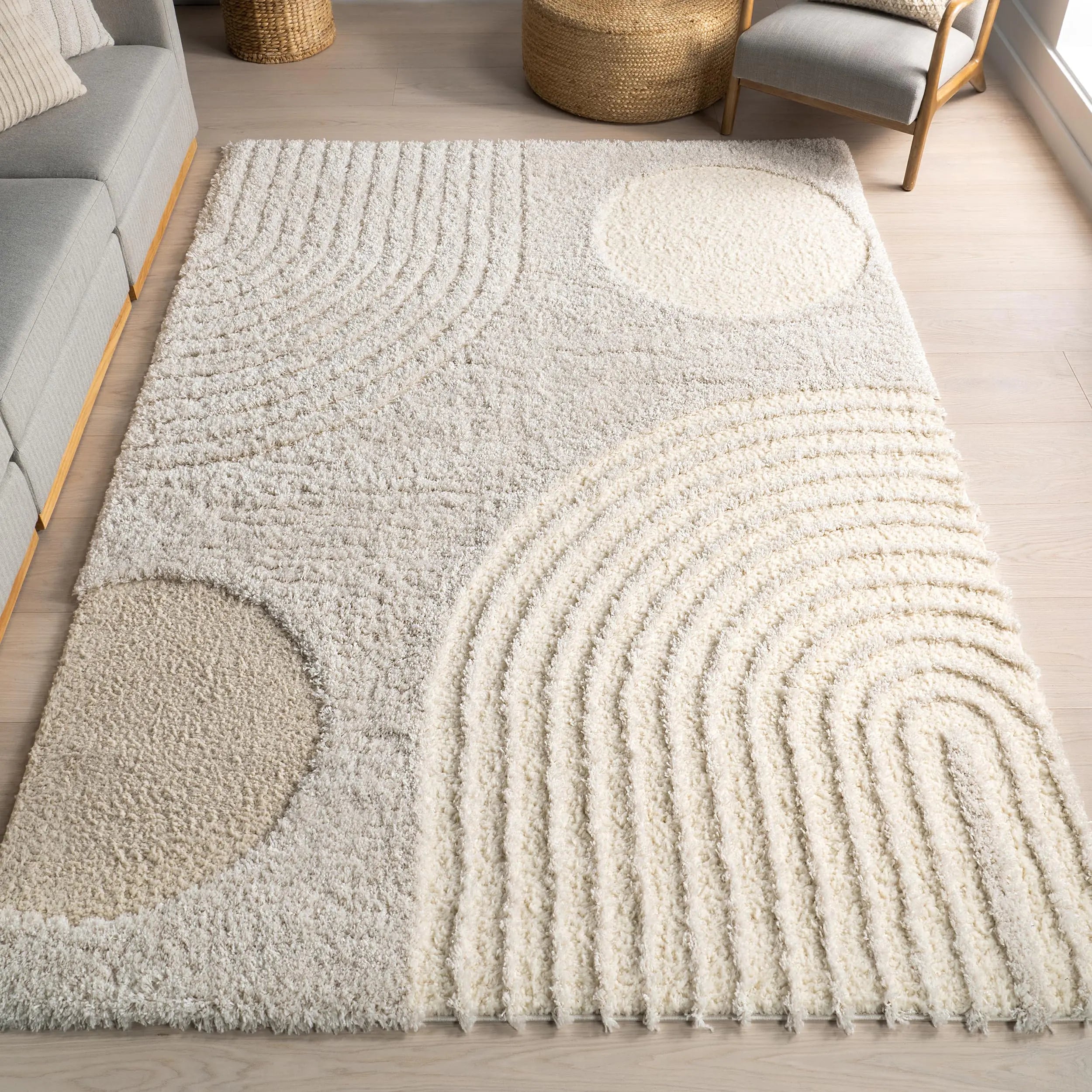 NULOOM Gloria Abstract Shag Runner Rug 2 6" x 10 Beige