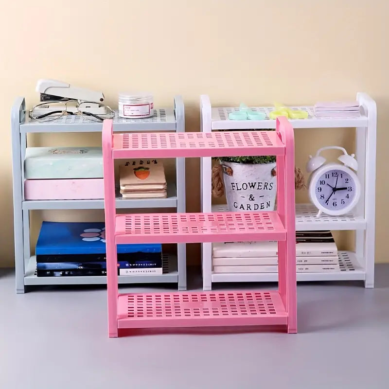 Three-Layer Adjustable Bathroom Cosmetic Storage Rack