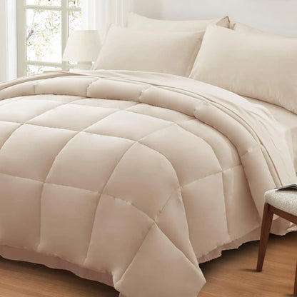 Zzlpp Beige Full Comforter Set - 7 Pieces Bed in a Bag