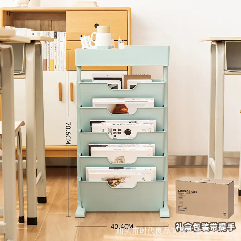 Mobile Plastic Desk Edge Bookshelf and Organizer