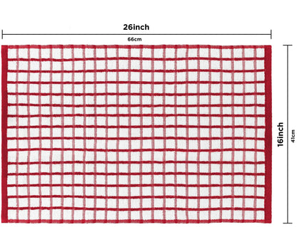 Premium Dish Towels with Hanging Loop 8 Pack 16x26 inch Red Color