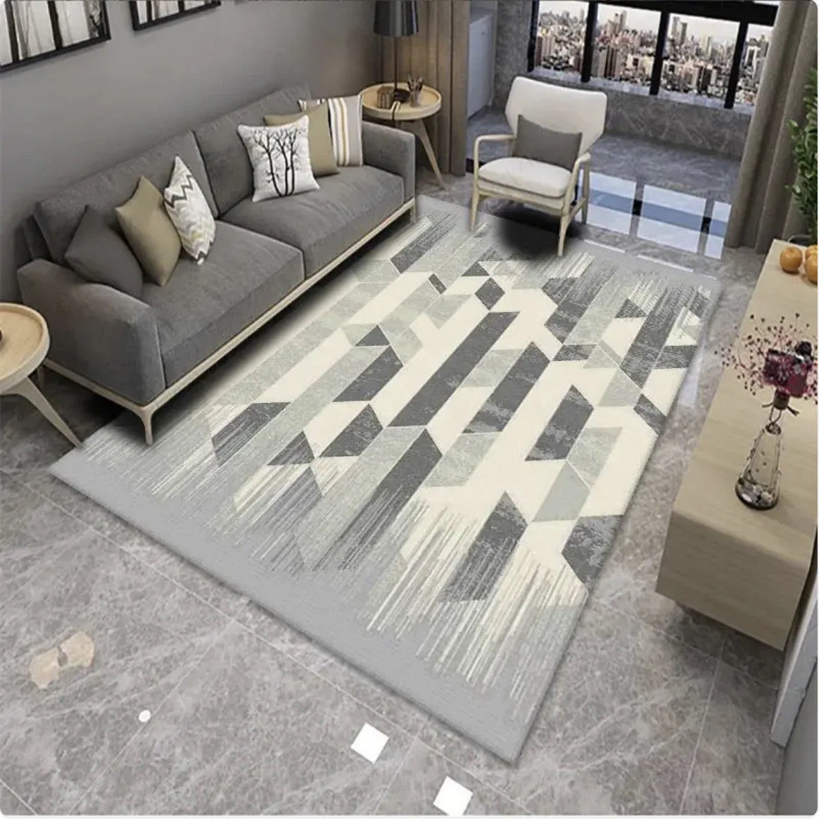 Velvet Geometric Pattern Living Room Rug