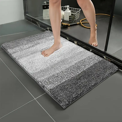 Luxury Microfiber Bath Rug Mat - Soft, Non-Slip, Grey