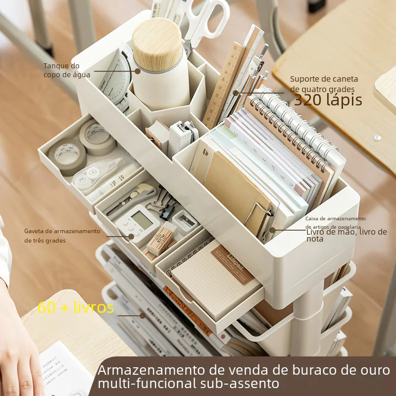 Mobile Plastic Desk Edge Bookshelf and Organizer
