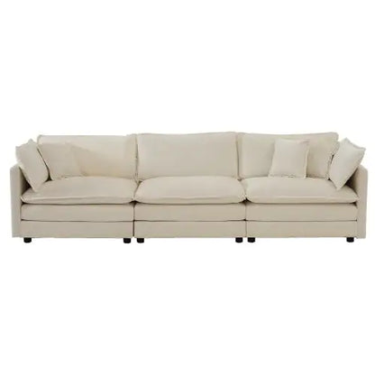 Mid-Century Modern Couch 3-Seater Sofa With Armrest Pillows