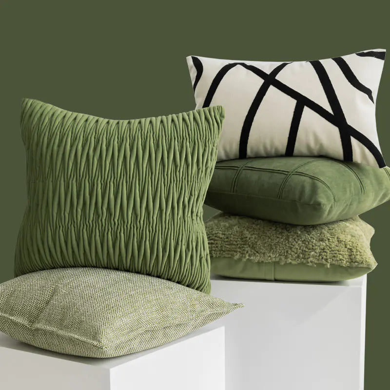 Geometric Green 3D Pleated Pillow