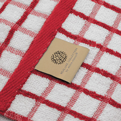 Premium Dish Towels with Hanging Loop 8 Pack 16x26 inch Red Color