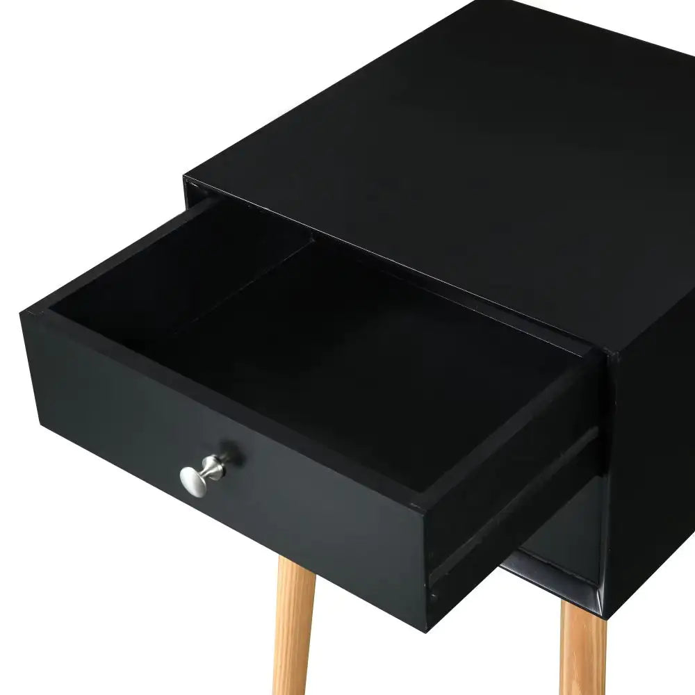 Side Table, With 2 Drawers And Rubber Wood Legs