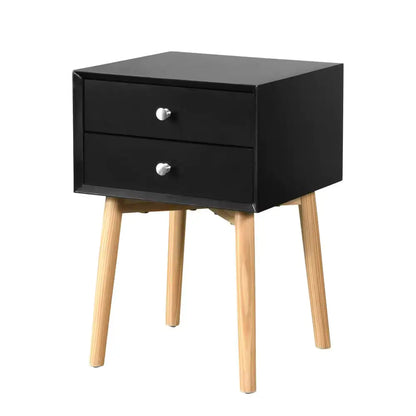 Side Table, With 2 Drawers And Rubber Wood Legs