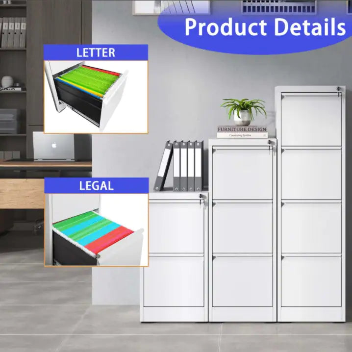 2 Drawer Metal Vertical File Cabinet With Lock