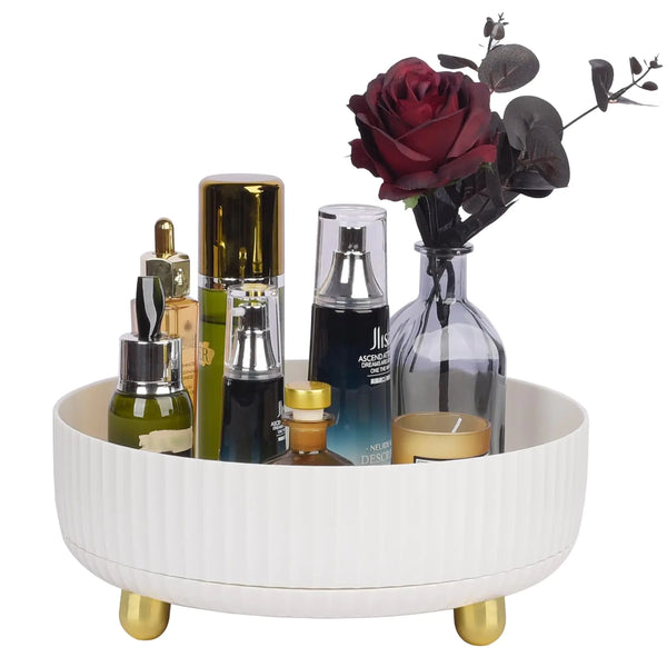 Anyoifax Makeup Perfume Organizer Tray 360 Degree Rotating Large Ivory White 11 "